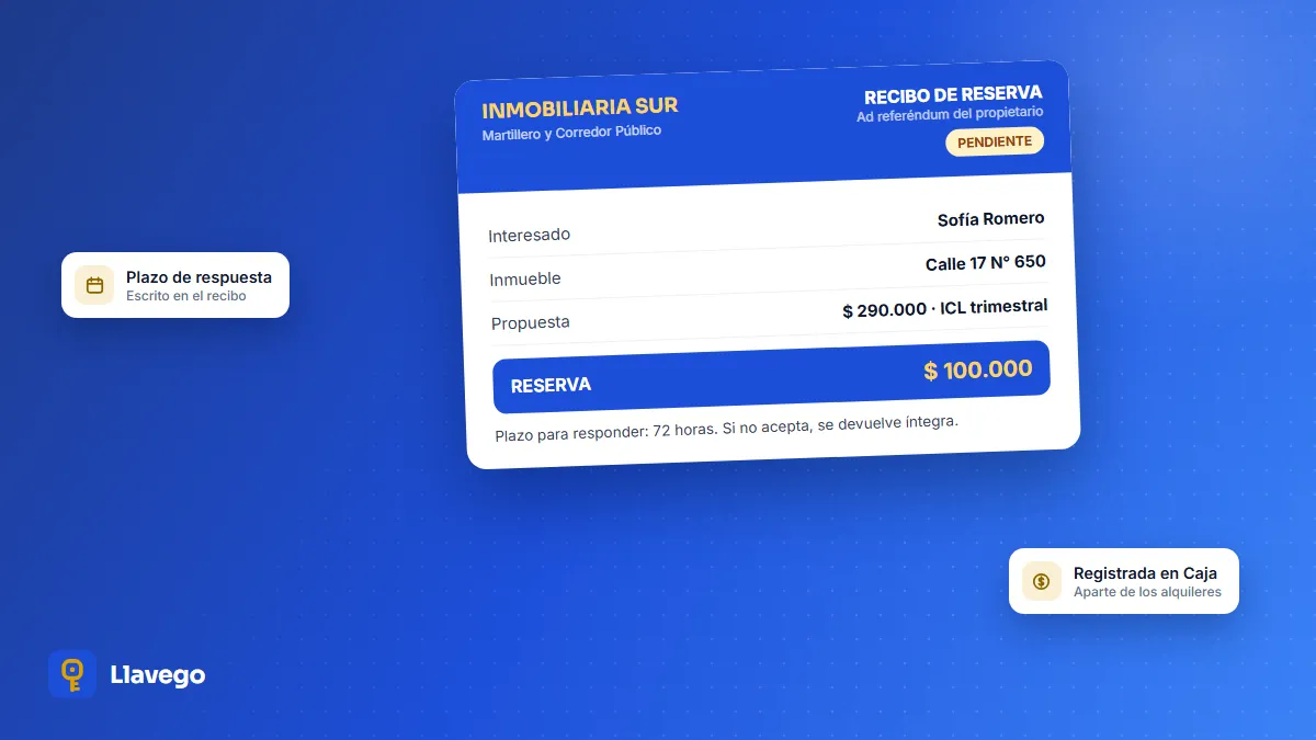 Recibo de reserva de un alquiler ad referéndum de la aceptación del propietario